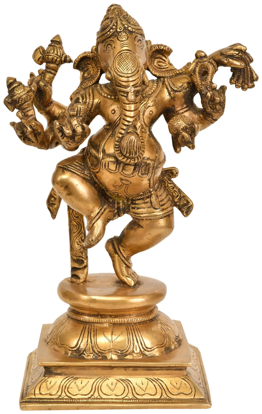 9" Dancing Ganesha Handmade Brass Statue