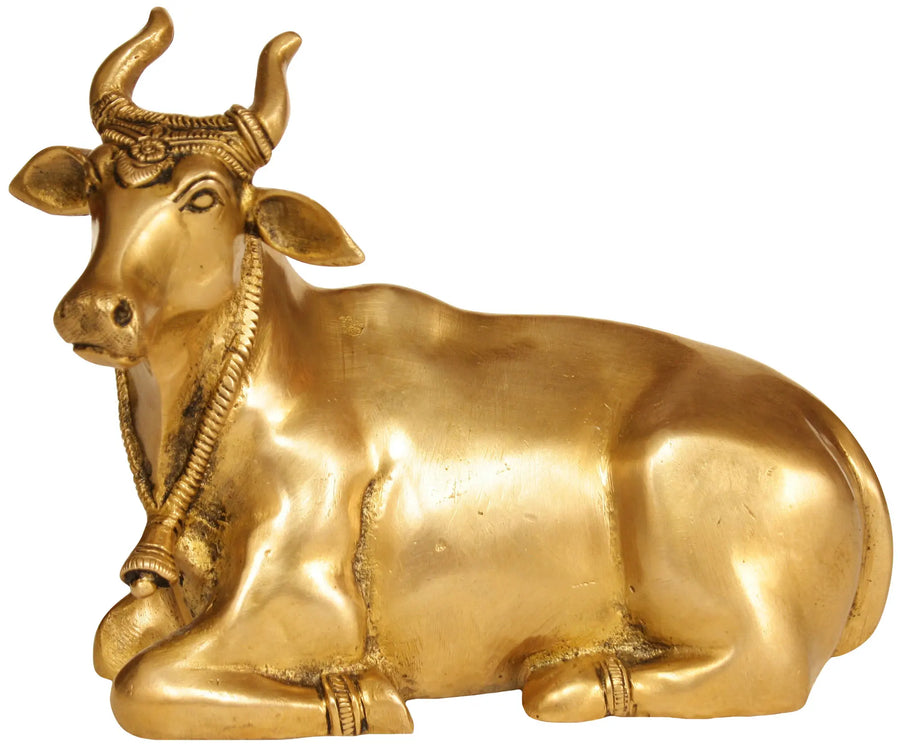 6" Krishna's Cow Brass Statue Handmade