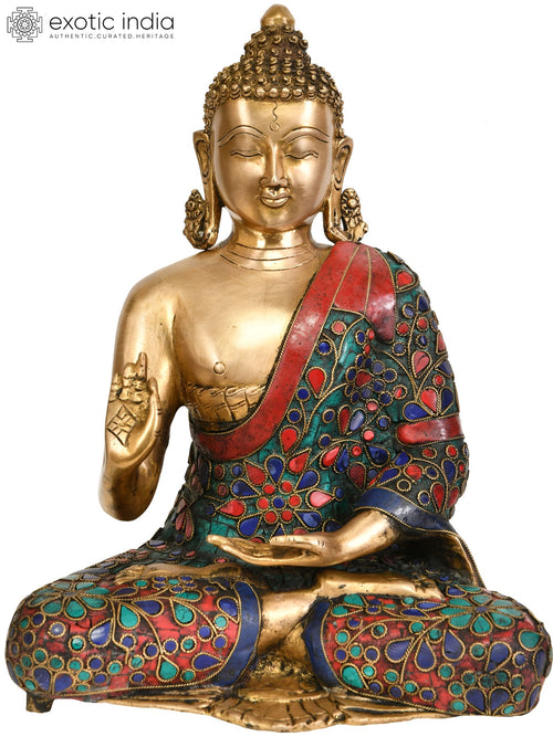 11" Lord Buddha Preaching Dharma Brass Statue Handmade