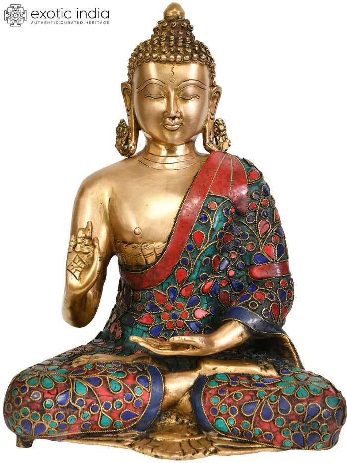 11" Lord Buddha Preaching Dharma Brass Statue Handmade