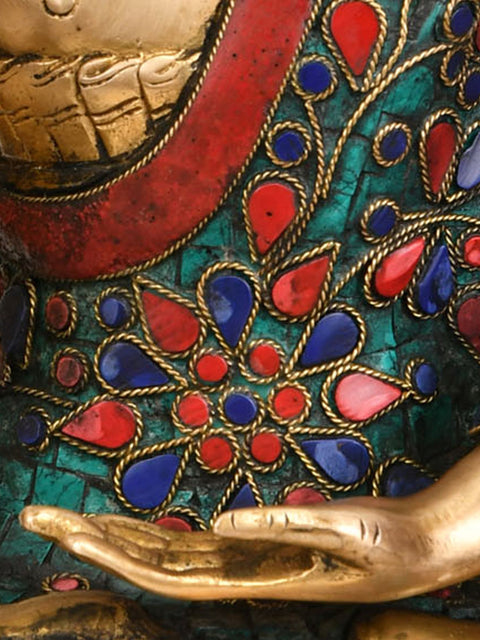 11" Lord Buddha Preaching His Dharma (Tibetan Buddhist Deity) In Brass | Handmade | Made In India