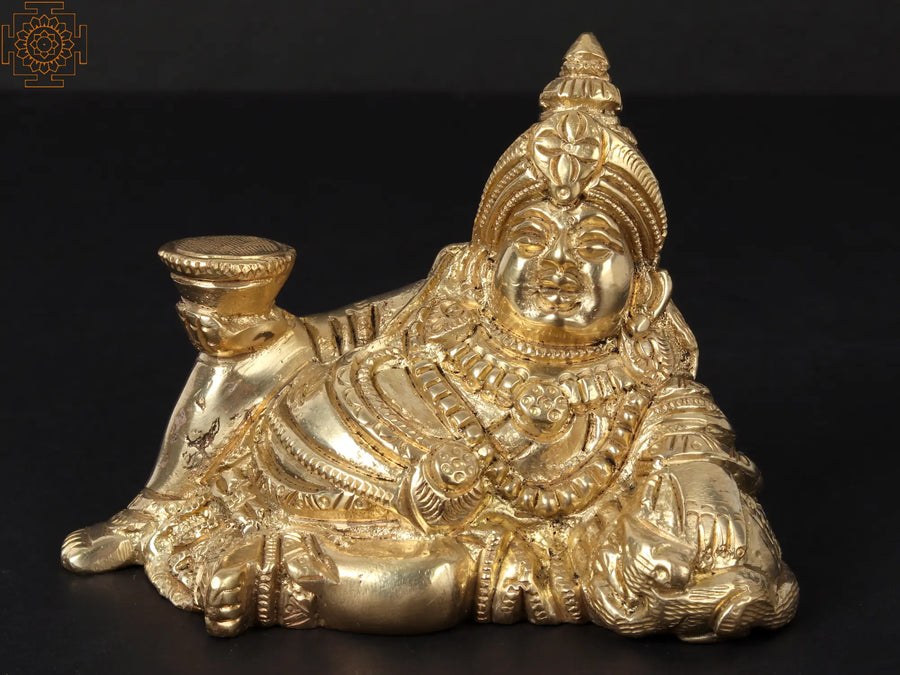 4" Lord Kubera Brass Statue Handmade