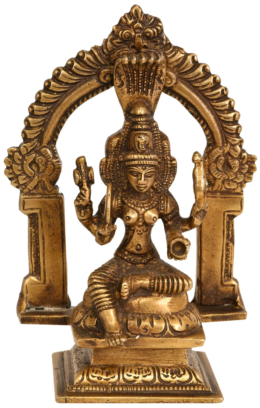 5" Goddess Mariamman Brass Statue Handmade