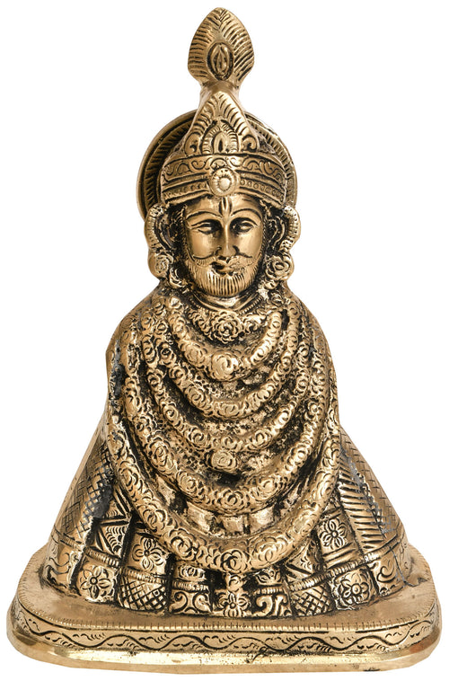 8" Handmade Khatu Shyam Ji Brass Statue for Pooja