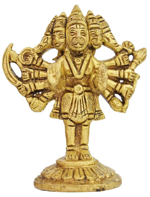 3" Five Headed Hanuman Brass Idol Handmade