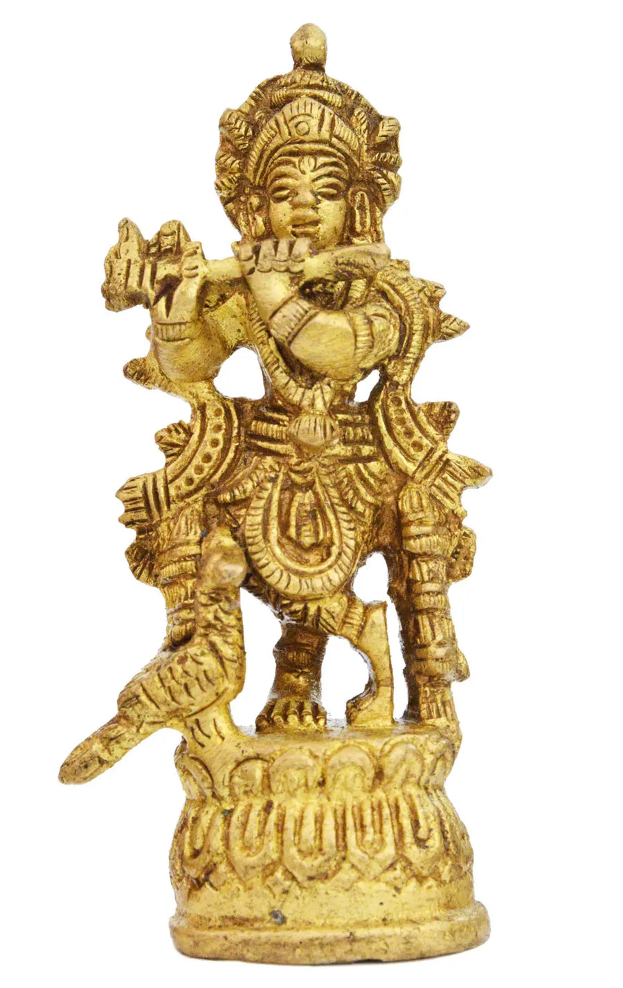 3" Brass Lord Krishna Flute Player Handmade Statue