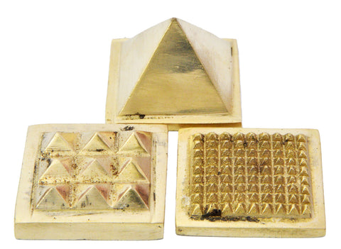 Brass Vastu Pyramid (Three Set): 91 Pyramids in Total
