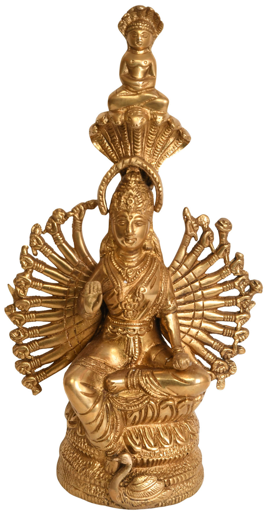 10" Devi Padmavati Brass Statue - Mother of 23rd Tirthankara Handmade