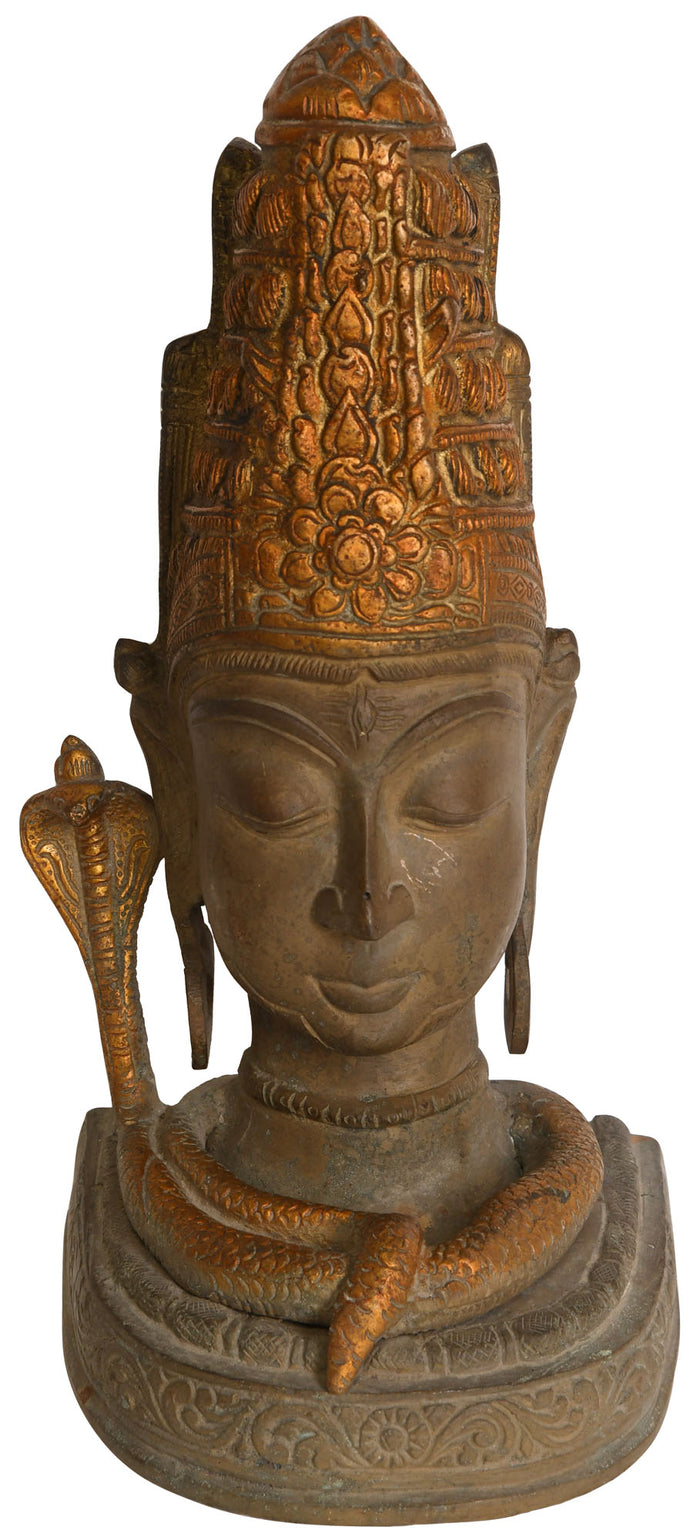 8" Shiva Head (Mukhalinga) In Brass | Handmade | Made In India