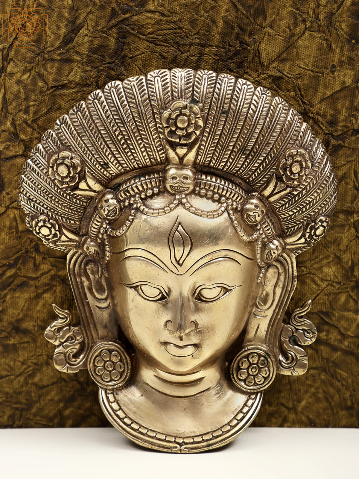 9" Brass Devi Mask (Wall Hanging)