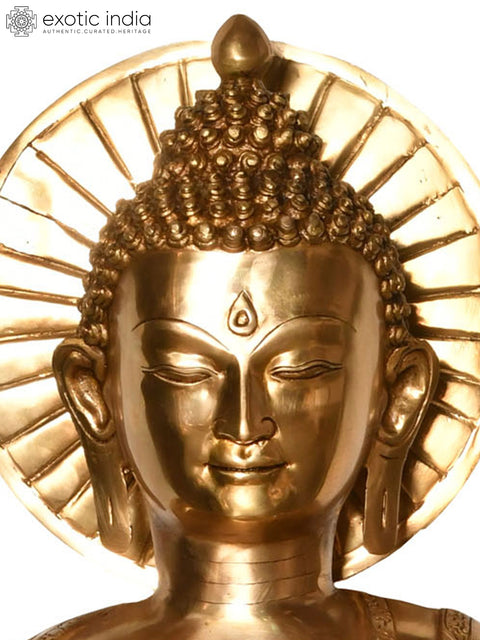 34" Tibetan Buddhist Deity Large Size Preaching Buddha In Brass | Handmade | Made In India