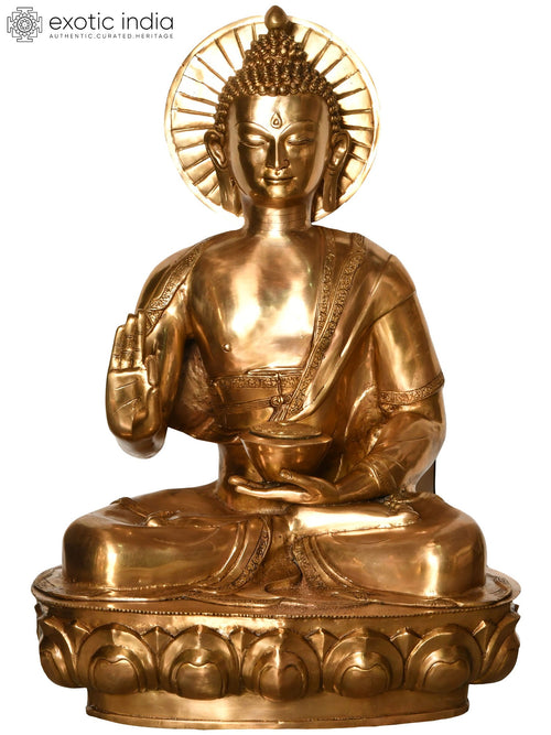 34" Brass Preaching Buddha Tibetan Buddhist Deity Handmade Statue