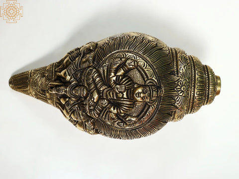 4" Surya Bhagawan Conch -Wall Hanging in Brass | Handmade | Made in India