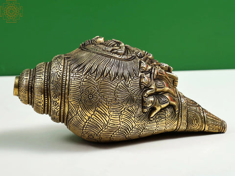 4" Surya Bhagawan Conch -Wall Hanging in Brass | Handmade | Made in India