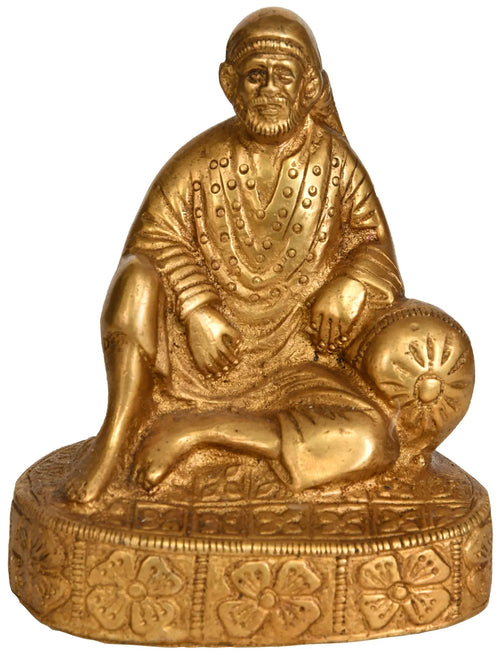 4" Shirdi Sai Baba Handmade Brass Statue for Pooja