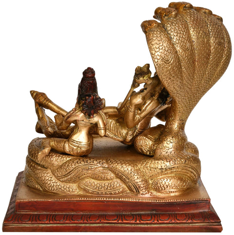 7" Sheshasayi Vishnu with Lakshmi Ji In Brass | Handmade | Made In India
