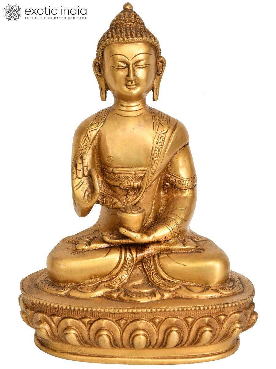 9" Preaching Buddha Handmade Brass Statue Tibetan Buddhist Deity