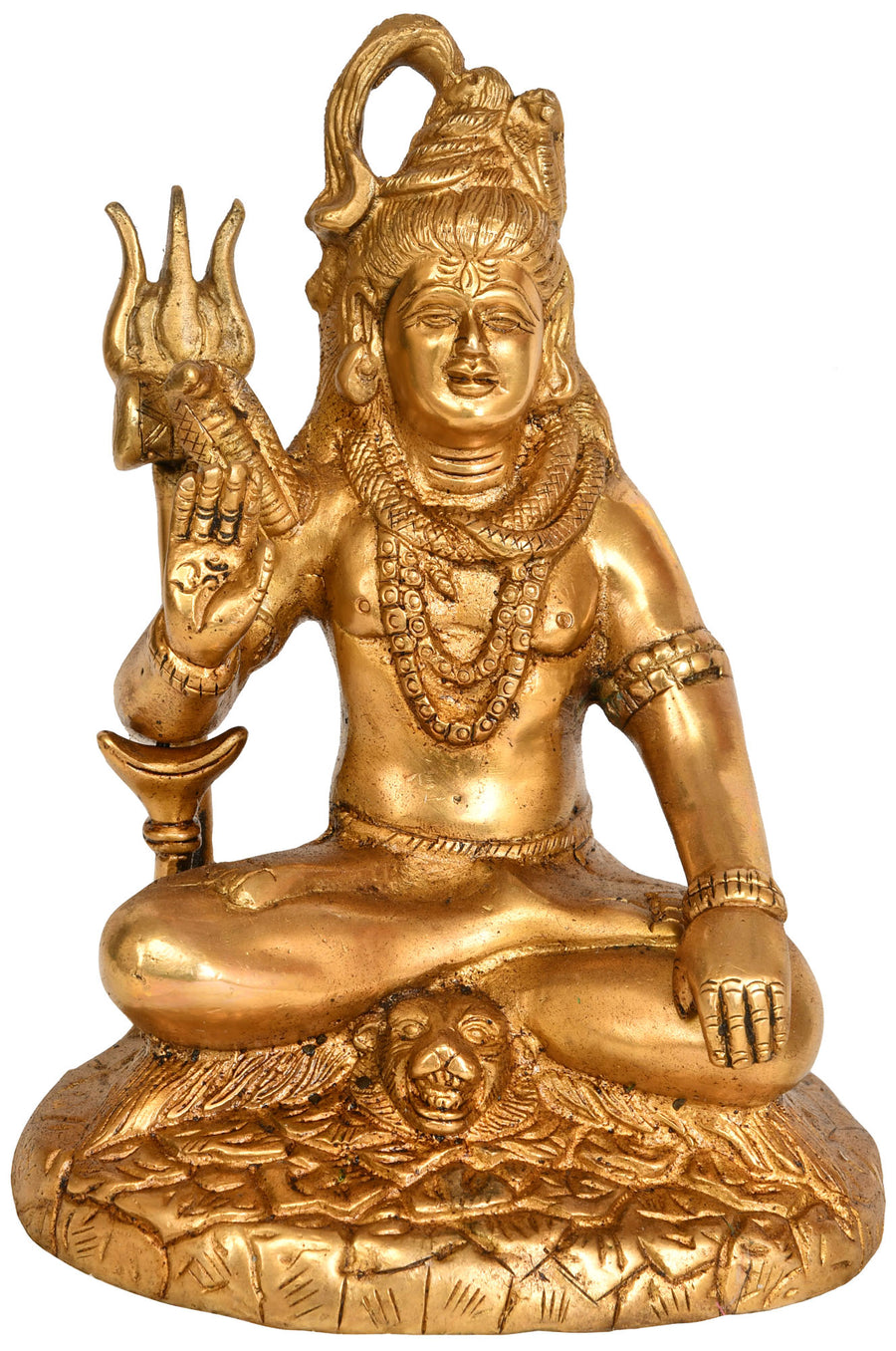7" Mahayogi Shiva Granting Abhaya Handmade Brass Statue