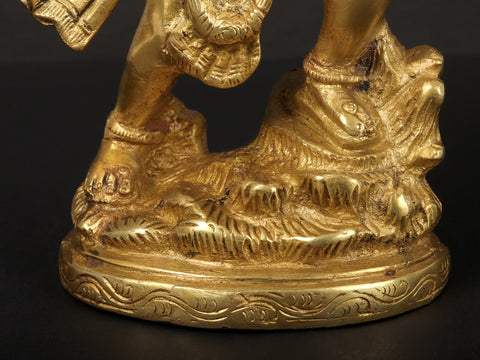 9" Lord Hanuman Carrying Mountain of Sanjeevani Herbs | Handmade Brass Statue | Made in India