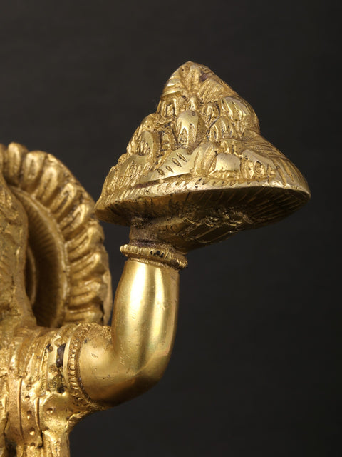 9" Lord Hanuman Carrying Mountain of Sanjeevani Herbs | Handmade Brass Statue | Made in India
