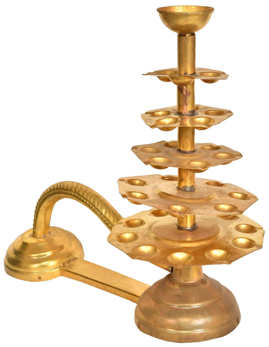 19" Handmade Brass Aarti Lamp for Pooja Ceremonies