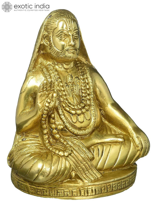 7" Raghavendra Maharaj Handmade Brass Statue