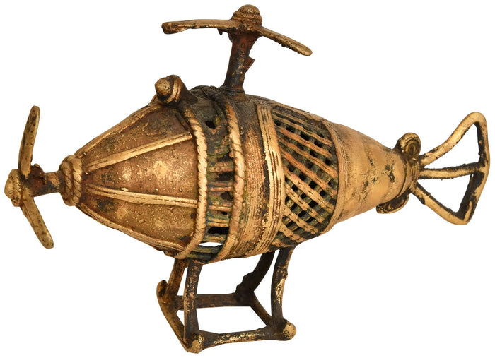 6" Helicopter (Tribal Statue from Bastar) In Brass | Handmade | Made In India