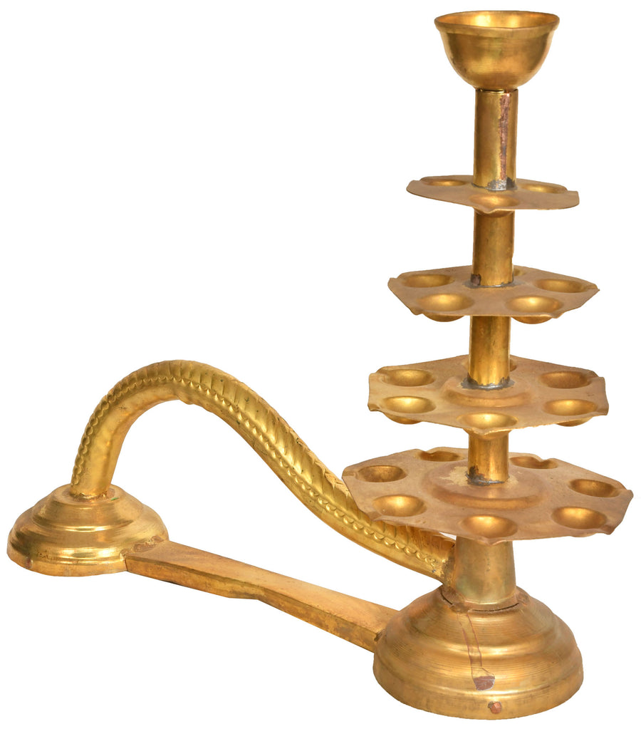 16" Handheld Brass Aarti Lamp for Pooja Handmade