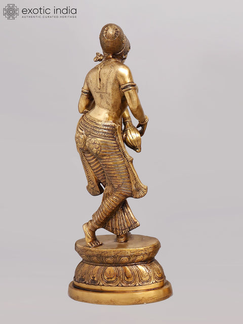 36" Large Standing Goddess Saraswati Brass Statue | Handmade | Made in India