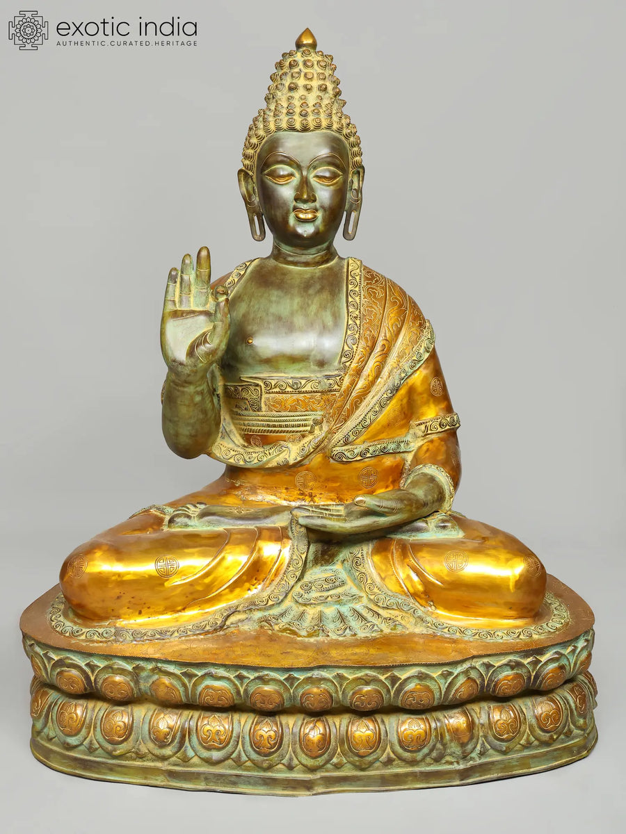 60" Large Svarnima Buddha Handmade Brass Sculpture