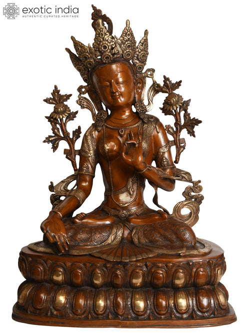 33" White Tara Tibetan Buddhist Brass Statue Handmade