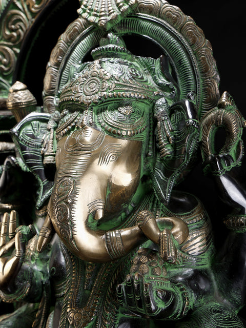 33" Large Temple Ganesha Brass Sculpture | Handmade | Made In India