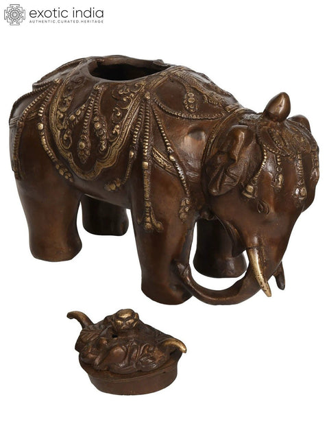 7" Elephant Incense Burner (Tibetan Buddhist) In Brass | Handmade | Made In India