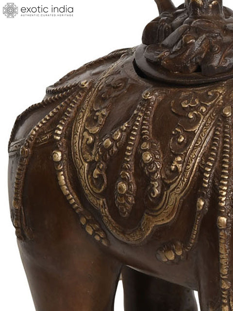 7" Elephant Incense Burner (Tibetan Buddhist) In Brass | Handmade | Made In India