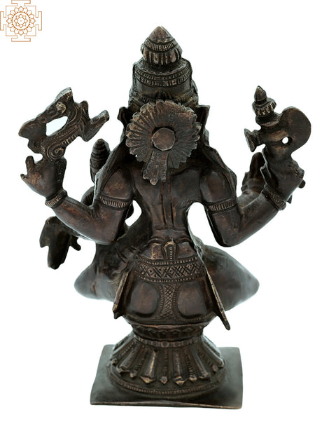 7" Shiva as Pashupatinath with Goddess Parvati on His Lap In Brass | Handmade | Made In India