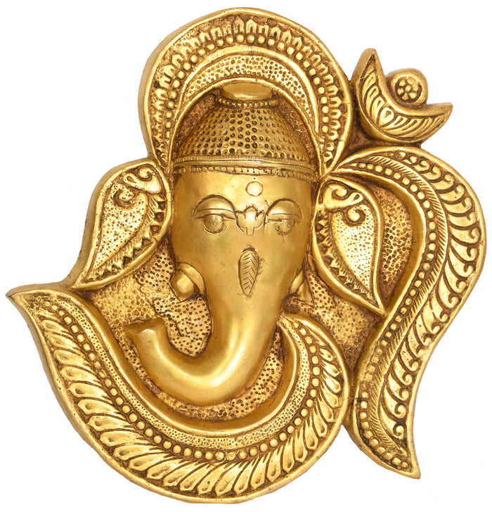 9" OM Ganesha Handmade Brass Wall Hanging