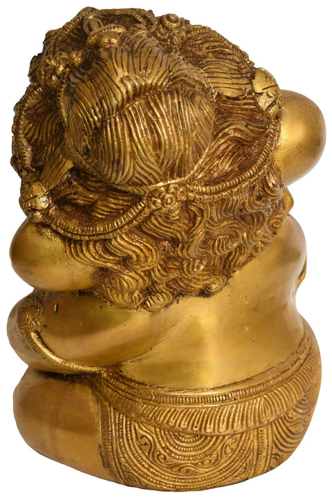 8" Cute Baby Ganesha In Brass | Handmade | Made In India