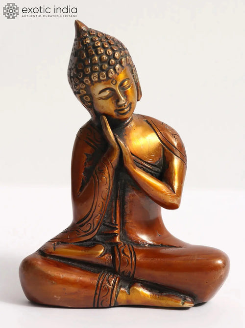 6" Thinking Buddha Brass Statue - Handmade Tibetan Buddhist Idol