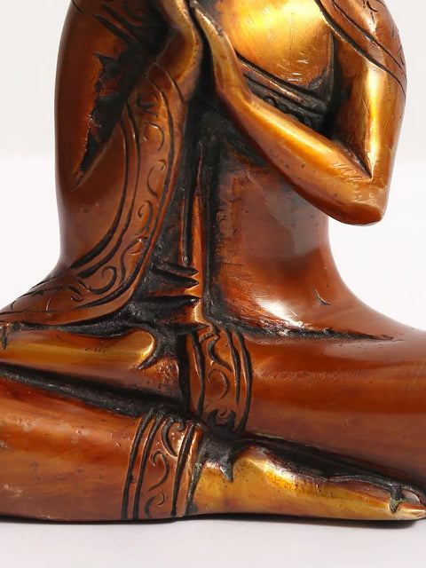 6" Thinking Buddha Statue - Brass Tibetan Buddhist Idols