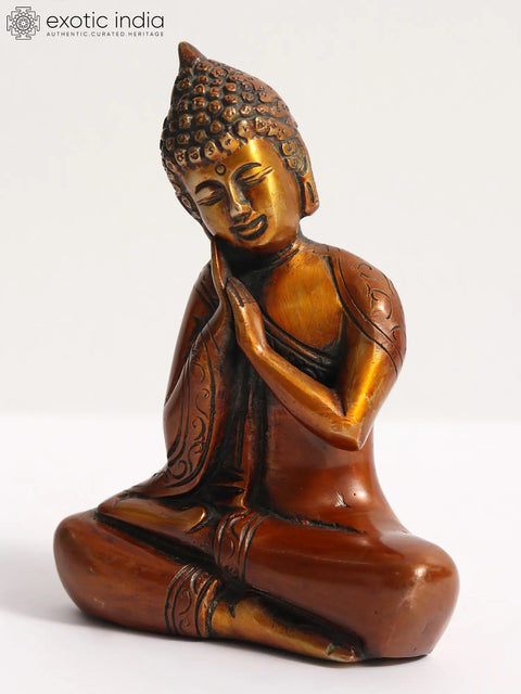 6" Thinking Buddha Statue - Brass Tibetan Buddhist Idols