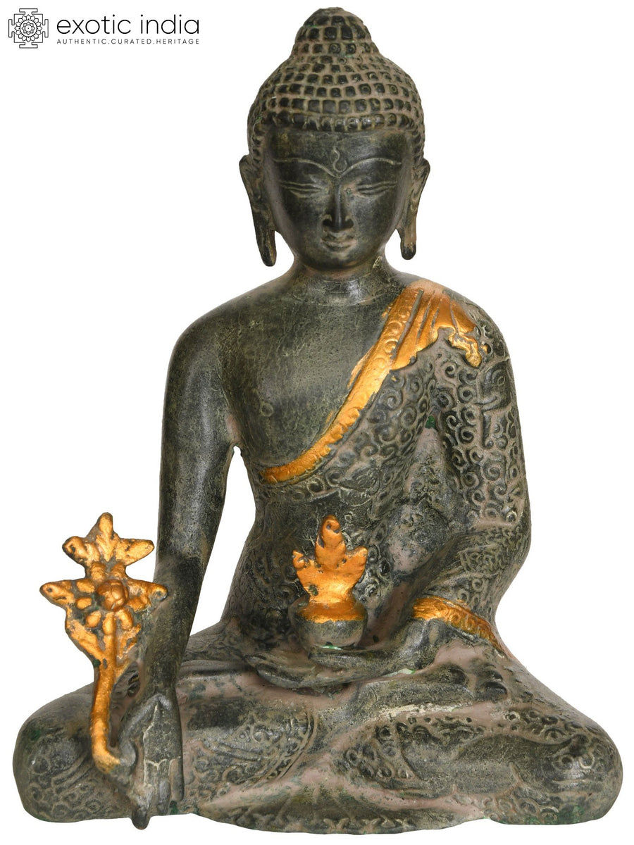 8" Medicine Buddha Handmade Brass Statue