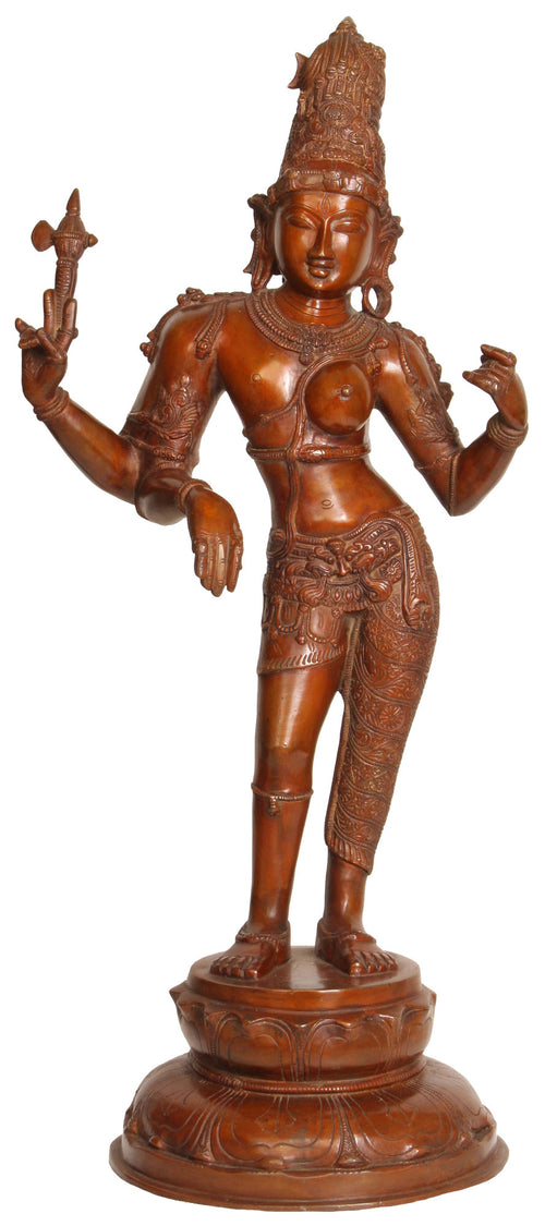 26" Ardhanarishvara Brass Statue - Handmade Shiva Shakti Idol