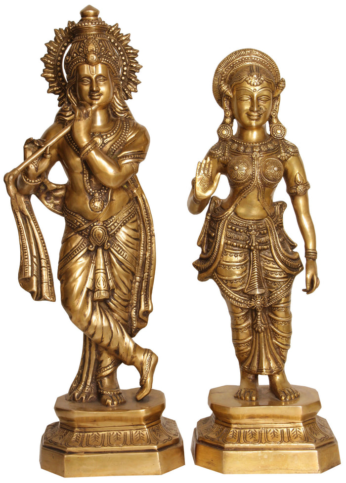 24" Radha Krishna Handmade Brass Statue for Home Decor
