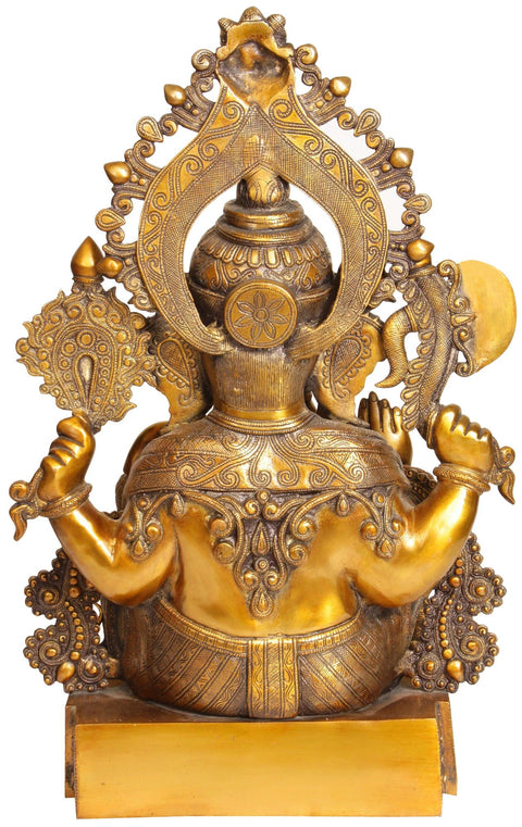23" Heavily Ornamented Lord Ganesha In Brass | Handmade | Made In India
