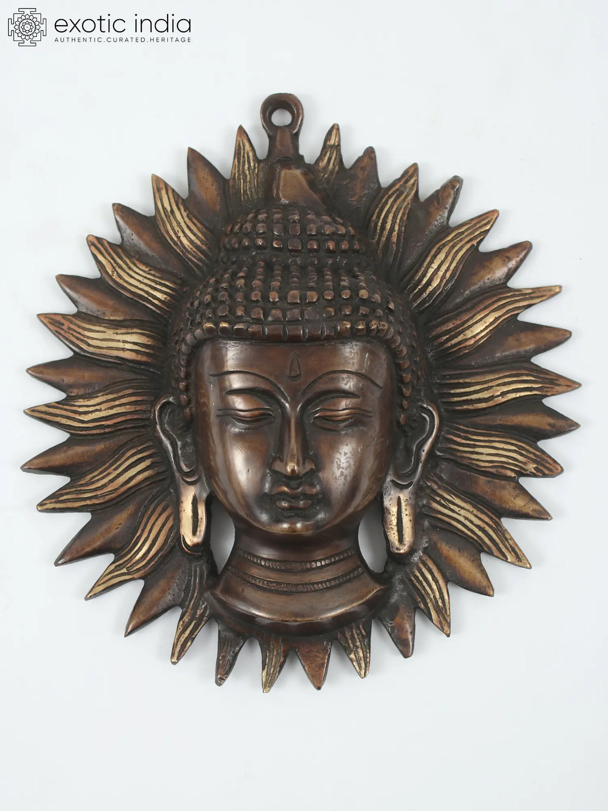 7" Lord Buddha Wall Hanging Mask (Tibetan Buddhist Deity) In Brass | Handmade | Made In India