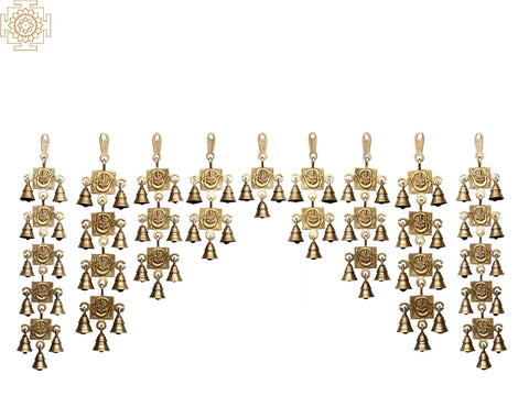 OM (AUM) Ganesha Wall Hanging Toran (Set of Nine) In Brass