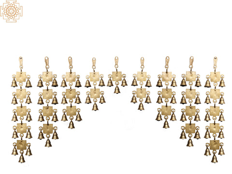 OM (AUM) Ganesha Wall Hanging Toran (Set of Nine) In Brass