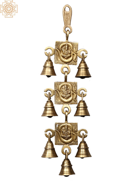 OM (AUM) Ganesha Wall Hanging Toran (Set of Nine) In Brass