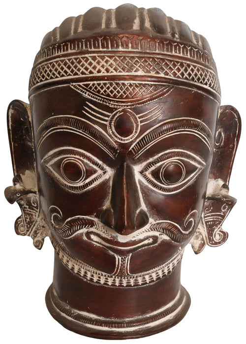 7" Handmade Bhairava Head Brass Statue