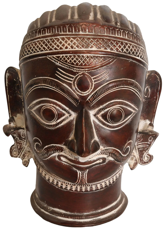 7" Bhairava Head In Brass | Handmade | Made In India